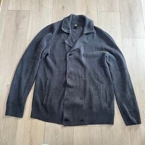 H&M Dark Gray Heavy Cable Knit Cardigan Sweater Sz L